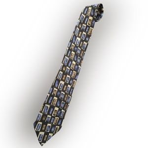 😎  J. Garcia blue/black patterned 100% silk neck tie